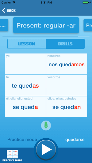 Conjugation trainer screenshot